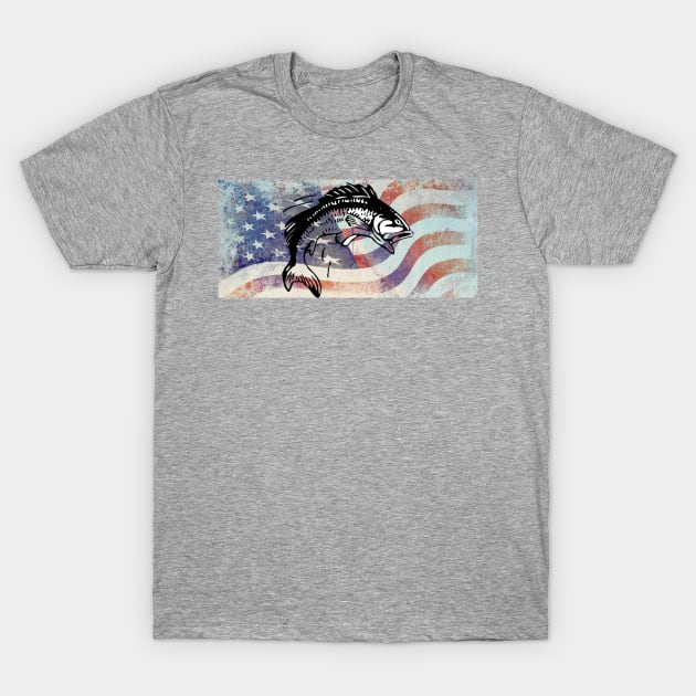 USA American Flag Patriotic Cool Graphic Distressed Design Hobby Gifts Fishing T-Shirt by tamdevo1